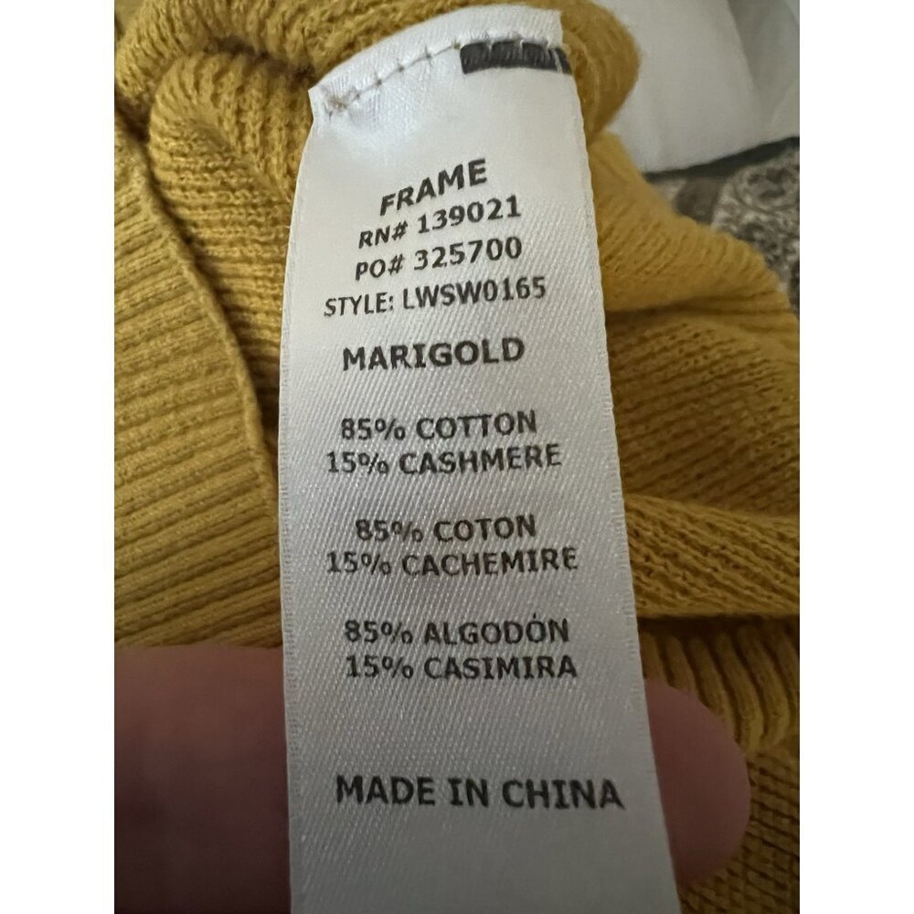 FRAME marigold yellow crewneck classic waffle knit sweater XS preppy designer - Picture 5 of 9